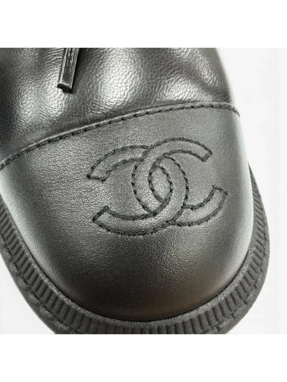 Chanel Quilted Chain CC Logo Turnlock Leather Short Boots Black 34 with